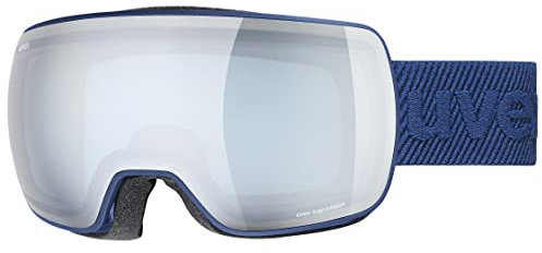 uvex compact FM - Skibrille für Damen und Herren - verzerrungs- & beschlagfrei - verzerrungsfreie Sicht - navy matt/silver-blue - one size