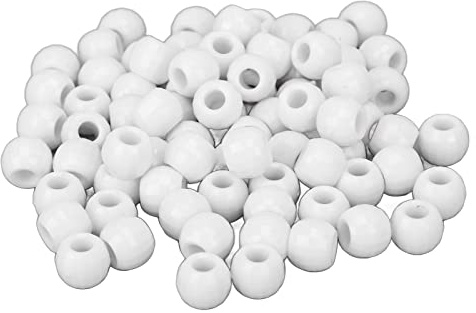 HURRISE 100pcs 12mm White Plastic & Resin Round Hair Braiding Beads for Hair & Beard Weaving, Braids, Ponytails, Weddings, Role Play, Daily Use