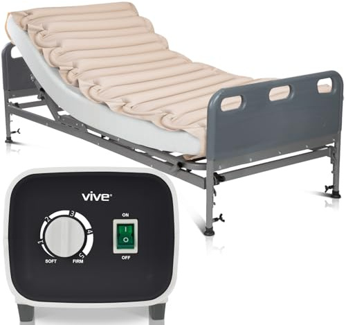 Vive Tube Alternating Air Pressure Mattress Pad - The Original Bed Sore Prevention Solution - Hospital & Home Mattress Topper - Includes Waterproof, Heat Resistant Ulcer Cushion & Whisper Quiet Pump