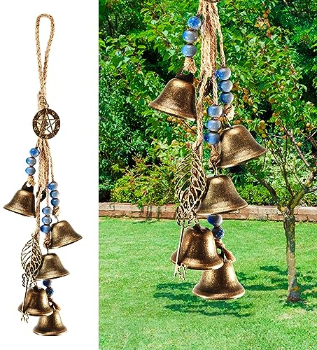 Joycabin Hexenglocken Garten Windspiel, Windspiel Metall für den Innen und Außenbereich, Handgefertigt Segen Glocke Hängende Ornamente für Veranda, Garten, Fensterdekoration