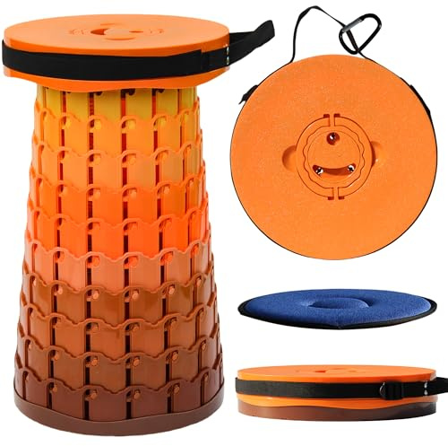 ALEVMOOM Upgraded XXL 50 Portable Collapsible Stool with Cushion,Telescoping Folding Stool for Adults,Yet More Sturdy Camping Stool with Load Capacity 1000lbs,for Outdoor Garden Hiking BBQ