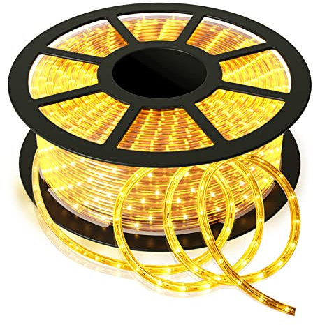 HOMASIS 10M LED Lichterschlauch, Lichterkette mit 360 LEDs, Lichtschlauch für Innen & Außen, wasserfest LED Streifen mit Nennlebensdauer 15000h, LED Strip für Weihnachten, Deko, Party (Warmweiß, 10)