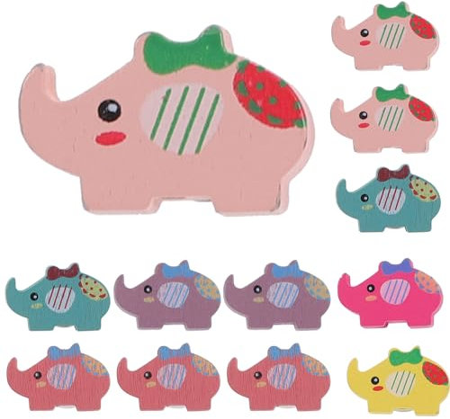TEHAUX 30 kleine Elefanten-Pinnnadeln, dekorative Reißzwecken, aus Holz, Mini-Reißzwecken, mehrfarbig, Pinnnadel, Korkplatte, Pinnnadel, Büro, H-Nagel, niedlich, 30 Stück