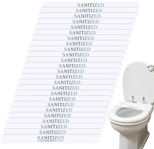 Affrolling 3000 Pcs Sanitized Toilet Seat Strip Paper 16-1/2 Wide x 1-1/2 Toilet Seat Bands Stickers Strips Hotel Essentials Sanitized Blue and White Strips for Hotels Motels Hospitals