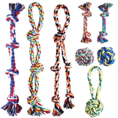 Aitmexcn Lot de 8 jouets en corde pour chiens de taille moyenne et grande - Robuste et durable - Pour mastiquer agressivement - Pour tirer à la corde et mâcher au quotidien
