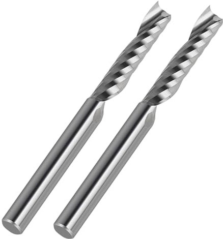 EFUTURETIME 2 x Fresa de Metal Duro de 6mm, Fresa de Puntahelicoidal de 1 Filo, Fresa Perforadoras de Acero de Tungsteno CNC para Fresadoras, Madera, PVC, Aluminio, Talla En Madera