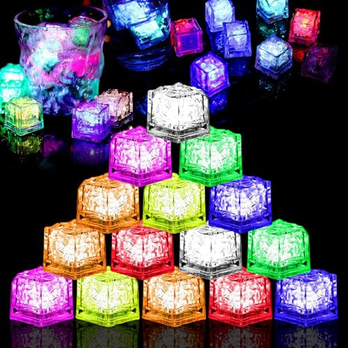 24 pcs Cubetti di Ghiaccio Luminosi LED, Multicolore, Subacquei, Ideali per Decorazioni di Bar, Matrimoni, Feste, Compleanni, Balli e Ricevimenti. Ghiaccio Luminoso, Cubetti LED adatti