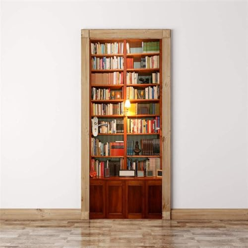 Pegatinas para Puertas de Estante Para Libros Murales para Puertas Decorativas Pegatina Puerta Biblioteca Retro Adhesivo Vinilo 3D Pegatina Pared Mural Pegatinas Papel Pintado 85x200 cm a2361