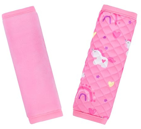 INFANZIA Car Seat Strap Covers for Infants Babies, Soft Carseat Shoulder Pads for Kids, Double-Sided Use Seatbelt Cushion Covers for Stroller, Pushchair & High Chair (Pink)