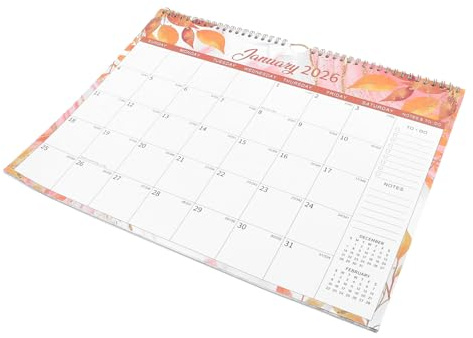 SOPOTUTU Calendrier Mural Vertical à Suspendre avec Design Floral Grand Format Papier Épais Planificateur Mensuel pour Bureau et Maison Section Mémo pour Tâches et Vacances
