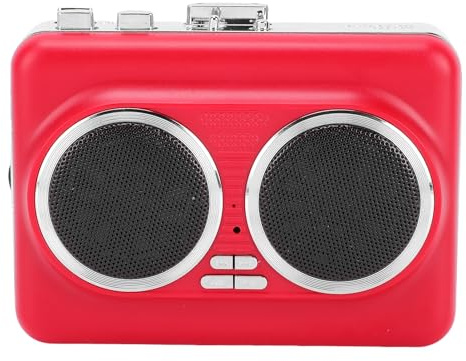 Generic Bärbar Kassettbandspelare, Konvertera Kassett Till MP3 Digitala Filer med USB Direct Recording, Inbyggd Högtalare och 3,5 Mm AUX-utgång, för Hörlurar Bilhögtalare Moderna (Röd)