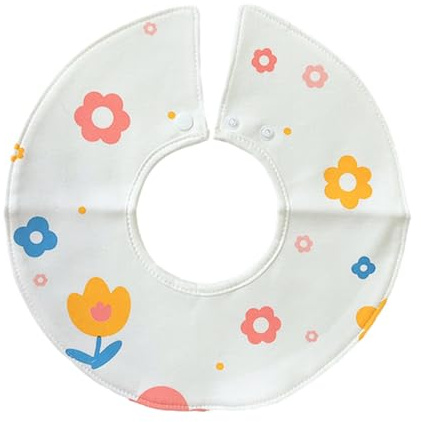 Guohetuk Babero de Algodón, Triangular/paño para Eructar con Encaje, Suave, Ajustable, Absorbente para Niños, Niñas, Recién Nacidos, para La Alimentaci, flor