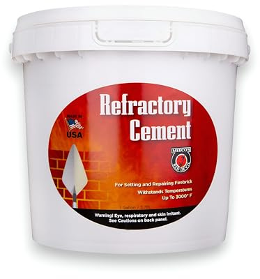 Meeco's Red Devil 611 Refractory Cement - Pre-Mixed Fiber-Reinforced High-Temp Silicate Mortar for FireBrick & Masonry Joints - Withstands Temperatures Up to 3000°F (1 Gallon) - Made in The USA