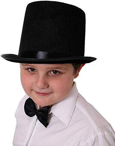 Childrens Black Top Hat Victorian Old England Magician Perfect for Any Fancy Dress Party for Boys and Girls