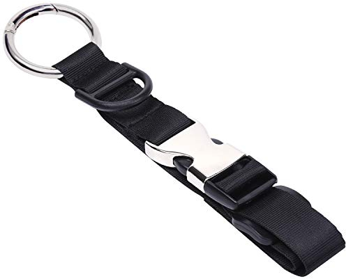 Wisdompro Add a Bag Sangle de bagage, veste, sangle de transport avec boucle en D, clip de manteau de voyage pour sac, ceinture de bagage robuste – Noir