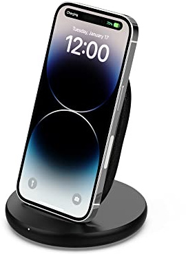 Belkin Quick Charge Wireless Charging Stand - 15W Qi-Certified Charger Stand for iPhone, Galaxy, Pixel & More, Charge While Listening to Music, Video Streaming, & Video Calling - Black (No PSU)