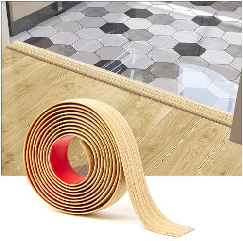 Art3d Self Adhesive Vinyl Floor Transition Strip Laminate Floor Strip Floor Flat Divider Strip for Joining Floor Gaps Carpet Threshold Transition Floor Tiles (4 FT, 1.57in, Aspen Yellow)