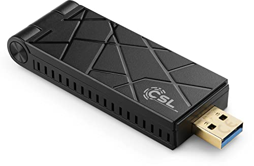 WLAN USB 3.0 Stick 1200 MBit/s @ 5 GHz (600 MBit/s @ 2,4 GHz) - CSL AX-1800 - Realtek RTL8832AU Chipsatz, IEEE 802.11 a/b/g/n/ac/ax, WEP, WPA, WPA2, WPA3, AES, WiFi 6