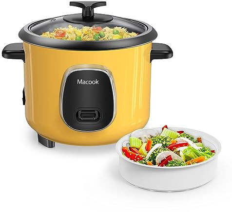 Macook Rice Cooker & Steamer (0.6 Liters, 6 Cups Cooked Rice) with LED Screen, Suitable for 1-6 People, Non-Stick Inner Pot, BPA-Free, Anti-Burning Design, Automatic Keep-Warm, Overheat Protection