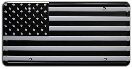 Celebrity Machines | American Flag Stamped Aluminum Vanity Plate, Black and Gray Metal Decorative Tag, Corrosion Resistant, Quality Novelty Sign, Wall Decoration, Wall Hanging