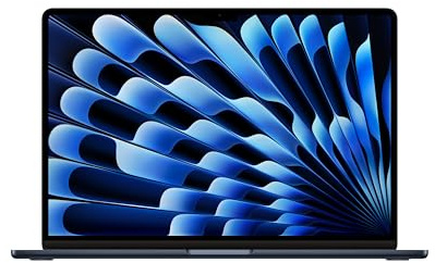 Apple 2024 15-tums MacBook Air med Apples M3-chip: 15,3-tums Liquid Retina-skärm, 16 GB enhetligt minne, 512 GB SSD-lagring, bakbelyst tangentbord, FaceTime HD-kamera med 1080p, Touch ID. Midnatt