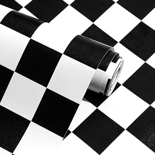 Modern Peel and Stick Wallpaper Black and White Mosaic Checkered Contact Paper 17.7x78.8 Self Adhesive Lattice Wallpaper Removable Decorative Wallpapers for Bedroom Countertops Cabinet Vinyl Roll