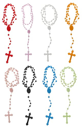 Sxett Collier avec Chapelet de 8 Couleurs qui Brille dans le Noir pour Croix Bijoux, Collier Noctilucent Indispensable pour le Catholicisme, Prier, Vert