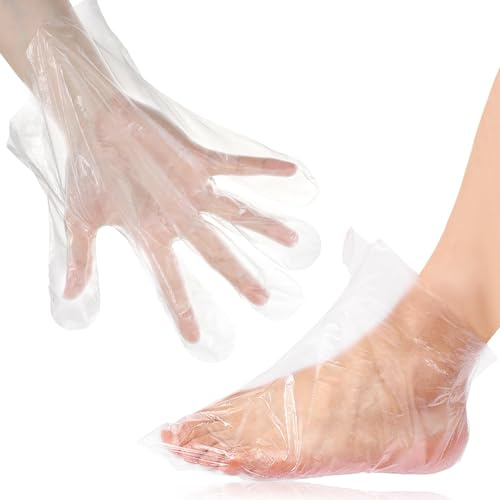Lot de 200 doublures jetables en cire de paraffine pour les mains et les pieds, sacs de bain en plastique pour mains et pieds, gants de bain en paraffine, gants et chaussettes pour mains, couvre-pieds