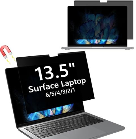 Hinnwer Magnetischer Blickschutzfilter für 13,5 Zoll Surface Laptop 6/5/4/3/2/1, Anti-Fingerabdruck, PET Displayschutz, Abnehmbarer Anti Blaulicht Blendschutz Laptop Sichtschutzfolie - 13,5 Zoll
