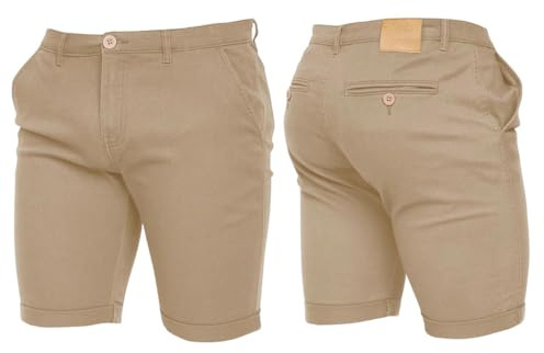 Crosshatch Mens Stretch Slim Fit Chino Shorts with Pockets for Summer, Holiday, Golf by Jeanbase