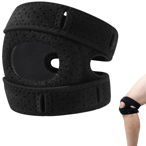 Ekukeon Patella stabilisierende Knieorthese, Knie Bandagen mit Patella-Gelpolstern, Kniebandage Verstellbare Knieorthesen, für Laufen, Meniskusriss, Gelenkschmerzlinderung, Farbe: Schwarz