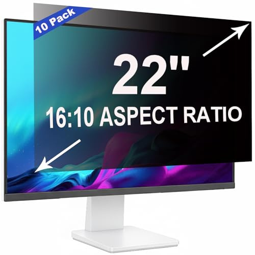 ruord 10 Stück Sichtschutzfolie für 22 Zoll 16:10 (47.4x29.7cm) Monitor - Blaulichtfilter & Blendschutz, Abnehmbar Blickschutzfolie | PC Blickschutzfilter für Büro