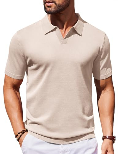 COOFANDY Men's Knitted Polo Shirts Short Sleeve Summer Casual Golf Polos