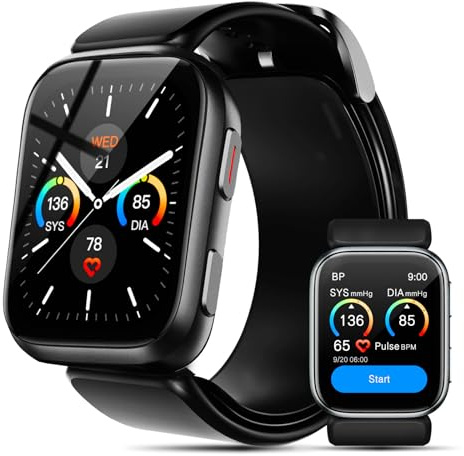 BP Doctor Smart Watch, 1.95'' Blood Pressure Watch with Air Pump Cuff, Blood Pressure Smart Watch Monitor for Sleep and Sports Tracking for Android iOS Supports Reminder Monitoring, Data Sharing Etc