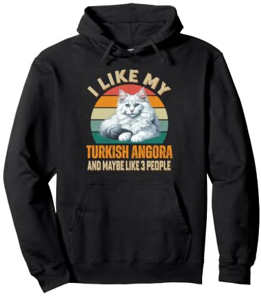 J'aime Mon Angora Turc et Peut-être 3 Personnes Qui Aiment Les Chats rétro Sweat à Capuche