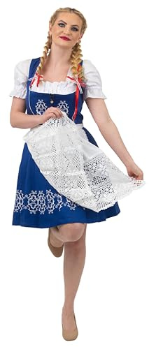 3-Piece Short Blue Authentic German Dirndl Dress Set For Bavarian Oktoberfest 0 XXS