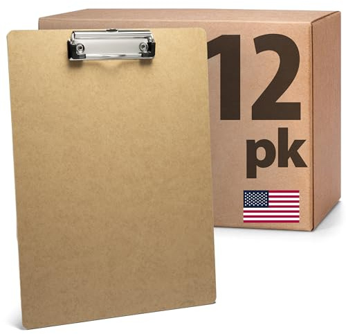 Officemate Recycled Wood Clipboards, Low Profile Clip, 12 Pack Clipboards, Letter Size (9 x 12.5 Inches), Brown (83812)