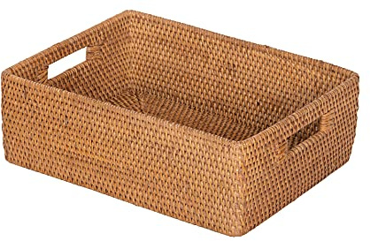KOUBOO Laguna Rattan Shelf & Basket, Wicker Storage Basket, Ideal for Kitchen Storage Baskets Shelves, Decorative Box, Toys Home Organizer Natural