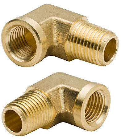 Legines 1/4 Inch Brass Street 90 Degree Elbow 1/4 NPT Male x 1/4 NPT Female Forged Pipe Fitting (Pack of 2)
