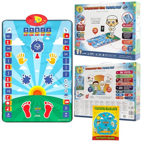 My Salah Mat - Tappetino da preghiera musulmano elettronico per insegnare a pregare la salah con 15 lingue e altoparlante, per bambini dai 3 agli 8 anni