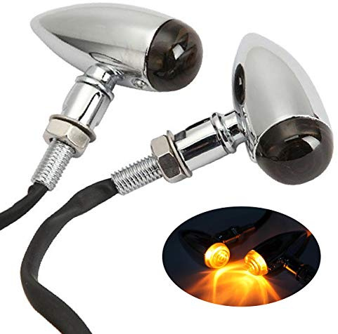 INNOGLOW Motorcycle Bullet Turn Signals Light Universal Front Rear Blinker Indicator for Suzuki Yamaha Kawasaki Harley Davidson Choppers/Cruisers or any Custom Applications 12V (Chrome)