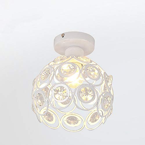 Moderna Lámpara de Techo Cristal LED Φ20cm Luz de Techo Colgante Retro Industrial Plafón Iluminación y Decoración para Dormitorio Sala de Estar Comedor Baño Loft (Blanco)