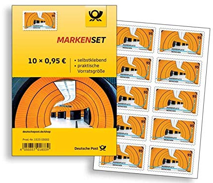 Märkesset Marienplatz München, frimärken till 0,95 €, uppsättning om 10 självhäftande