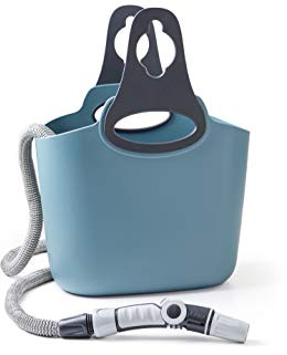 GF Garden GF87007636 Aquapop Bunny, Tubo Extensible de 25 Metros, en Kit Listo para Usar, con práctica Bolsa y Ganchos - Contenedor de plástico, para el riego de Jardines y Balcones, Azul Avio, 25 m
