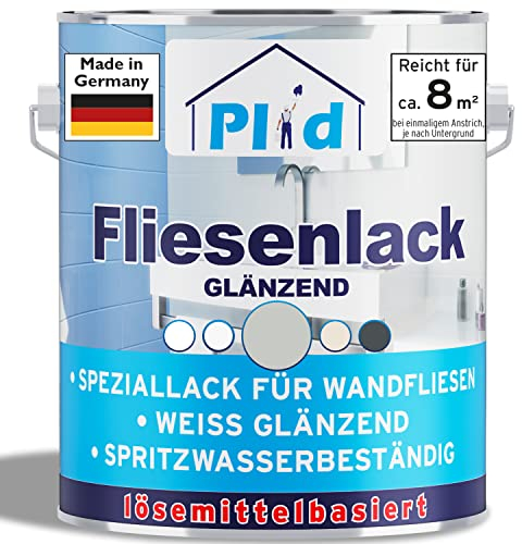 Plid® Vernice per piastrelle per bagno e cucina [resistente all'umidità] Vernice per piastrelle grigio chiaro 0,75 l per il bagno – ridipingere e verniciare le piastrelle in interni – 3 in 1 vernice