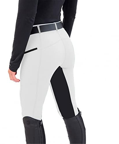 Deloito Pantalones de equitación para mujer, pantalones de equitación deportivos, pantalones de equitación de cintura alta, pantalones de equitación, ribete completo, leggings elásticos para mujer,
