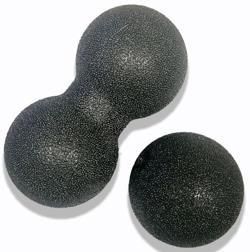 Hard Peanut Massage Ball - Double Ball for Trigger Point Therapy, Myofascial Release, Deep Tissue Fitness Massage & Relax Tight Muscles, Peanut Ball 16cm & Trigger Point Massage Ball 8cm (B)