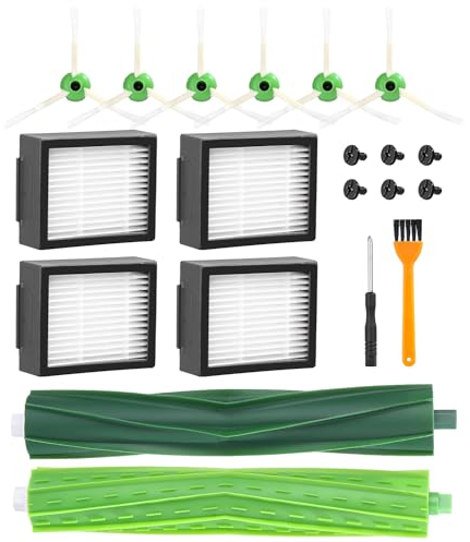 Kit Recambios Repuestos para iRobot Roomba Series e/I, Accesorios Compatible con i7 i7+ i3 i3+ i4 i4+ i6 i6+ j7 j7+E5 E6, 2 Cepillos de Goma, 4 Filtro, 6 Cepillos Laterale, Aspiradora de Accesorios