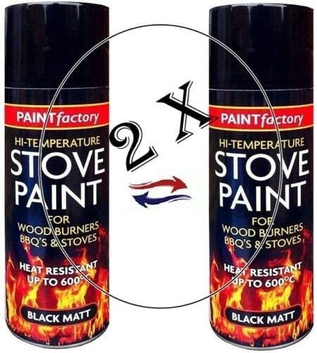 PEBBLE HUG 2x 400Ml Black Heat Resistant Spray Paint for Metal Wood Plastic Ceramic Ultra High Temperature Aerosol Spray Paint Cans For Bbq Grill Stove Engine Exhaust