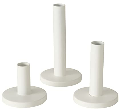 Boltze Kerzenleuchter Malko 3-teilig (Kerzenständer aus Metall, Farbe weiß, Dekoration für Tisch / Kommode, Kerzenleuchter) 2026192